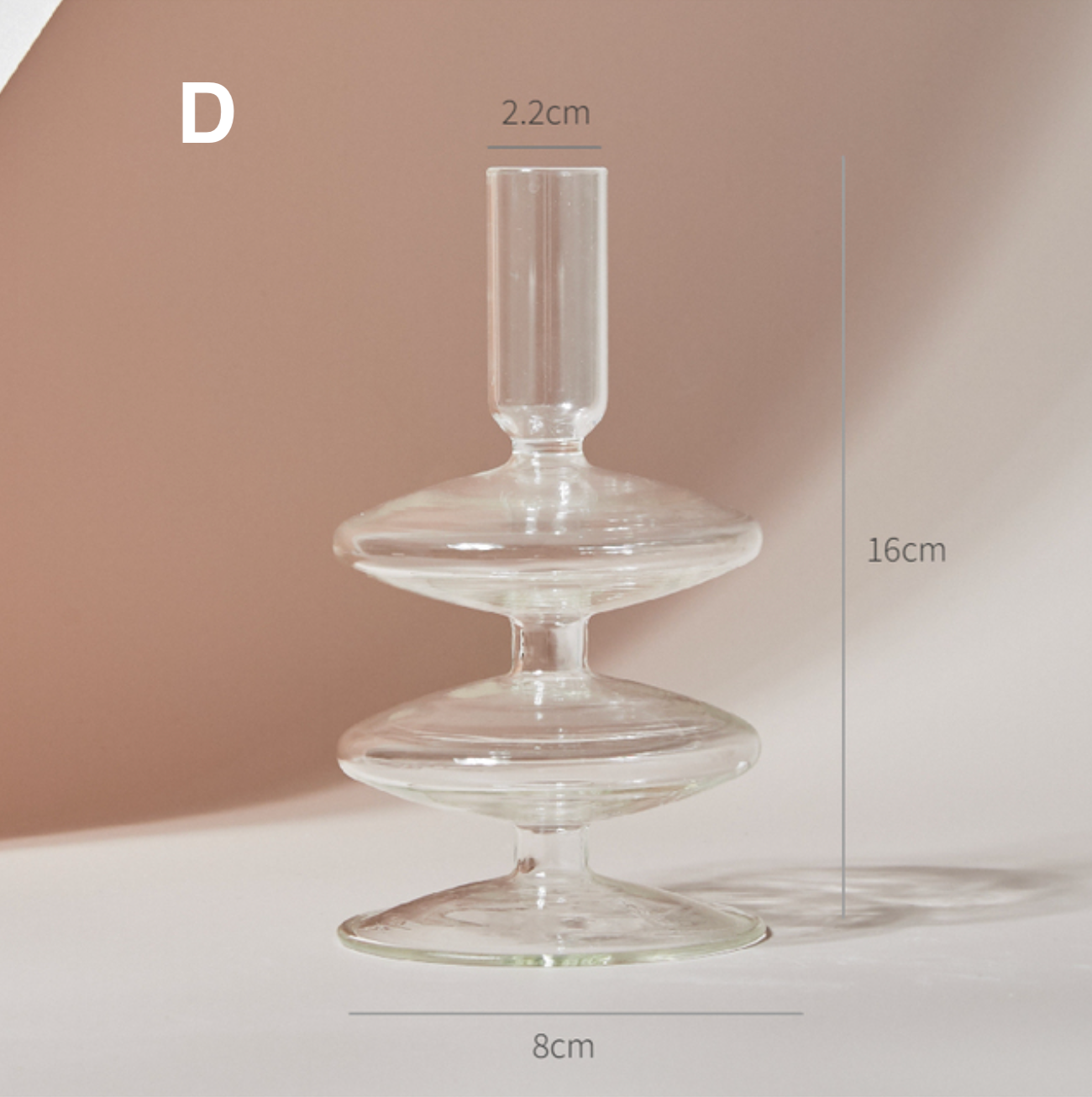 GLASS CANDLESTICK HOLDER - CLEAR