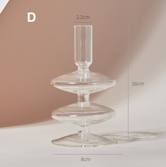 GLASS CANDLESTICK HOLDER - CLEAR