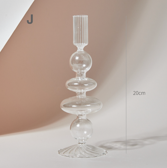 GLASS CANDLESTICK HOLDER - CLEAR