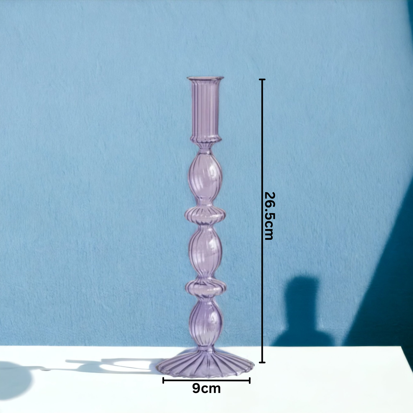 GLASS CANDLESTICK HOLDER - NORDIC LILAC