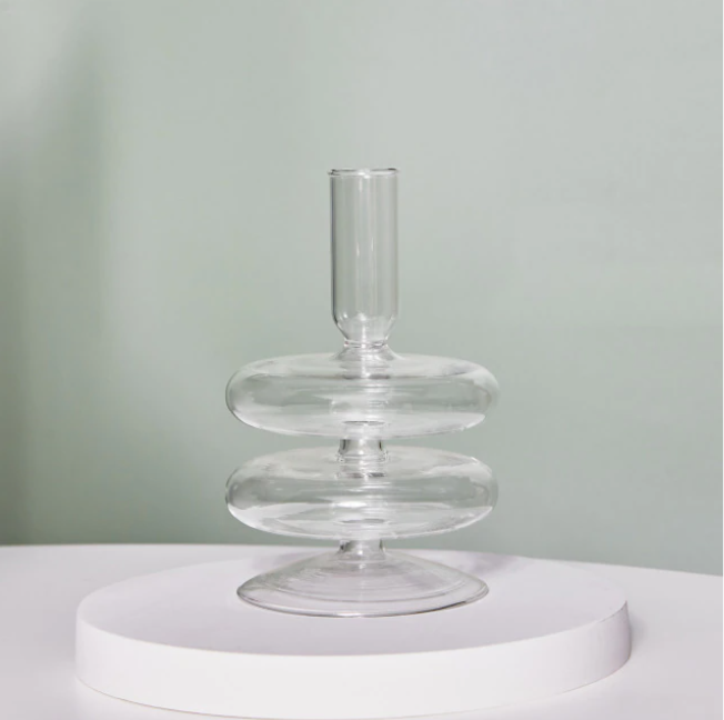 GLASS CANDLE HOLDER - GREEN