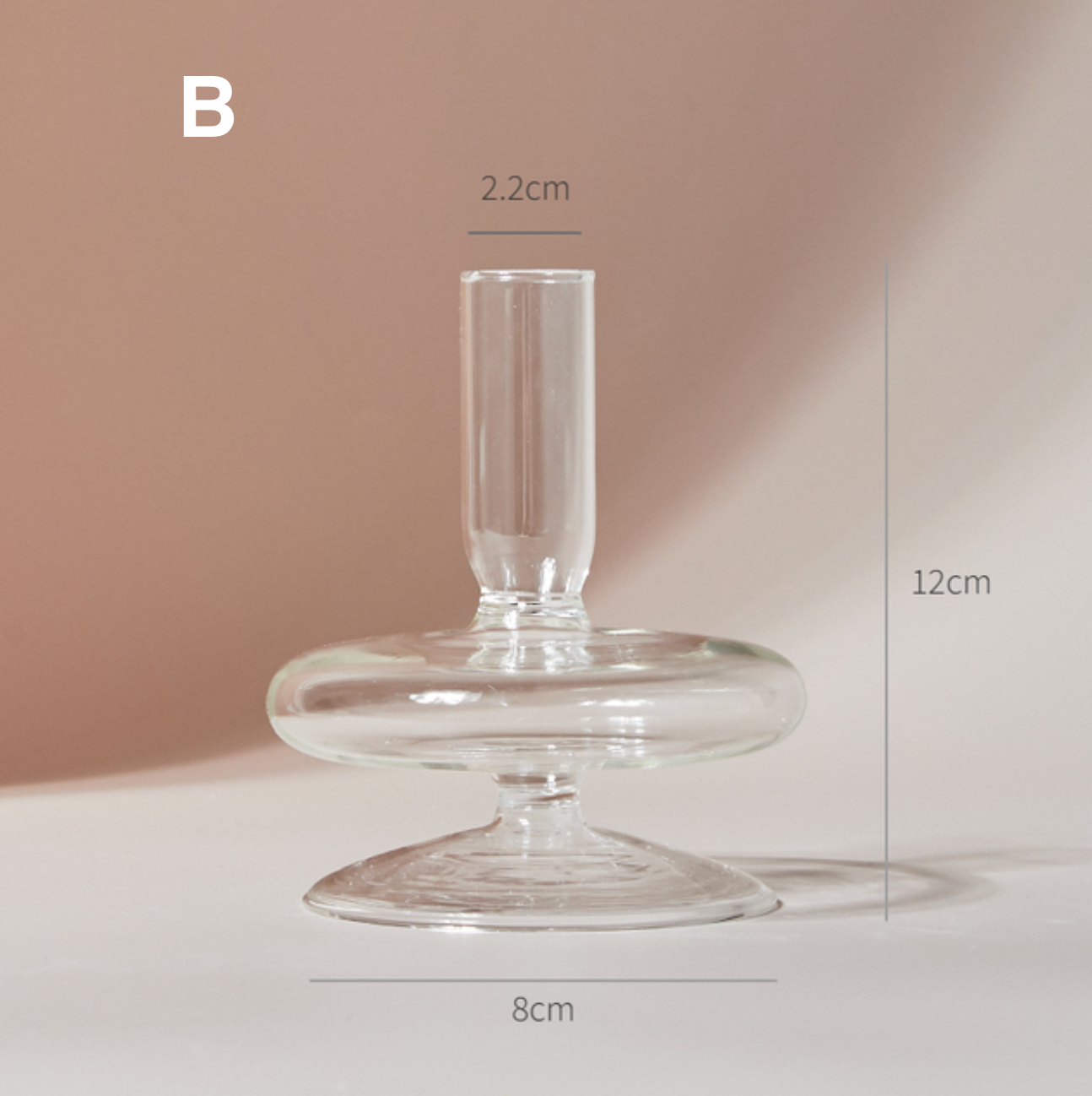 GLASS CANDLESTICK HOLDER - CLEAR