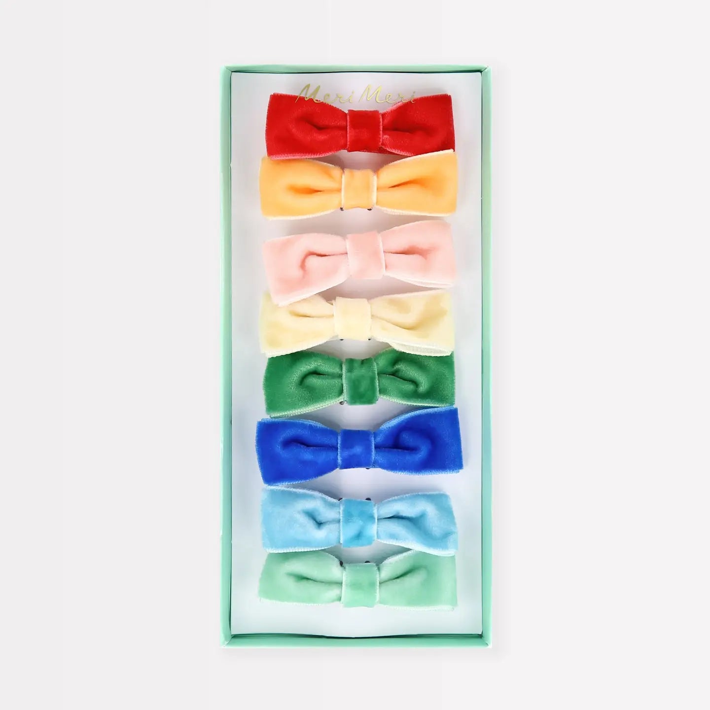 RAINBOW VELVET BOW HAIR CLIPS