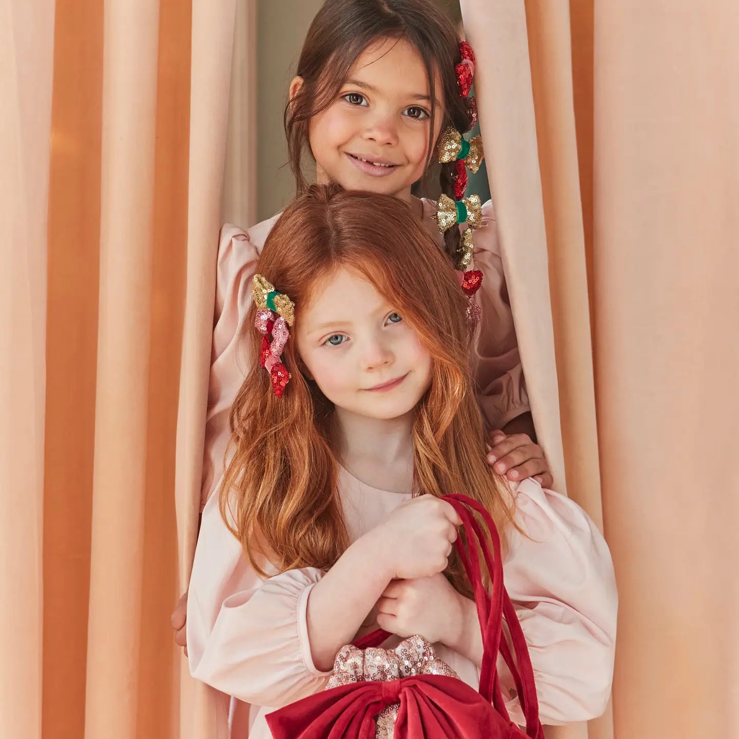 SEQUIN & VELVET MINI BOW HAIR CLIPS