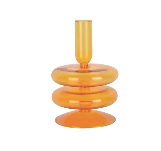 GLASS CANDLE HOLDER - ORANGE