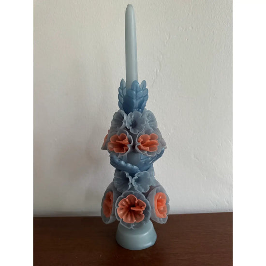 TALL MEXICAN FLORAL CANDLE