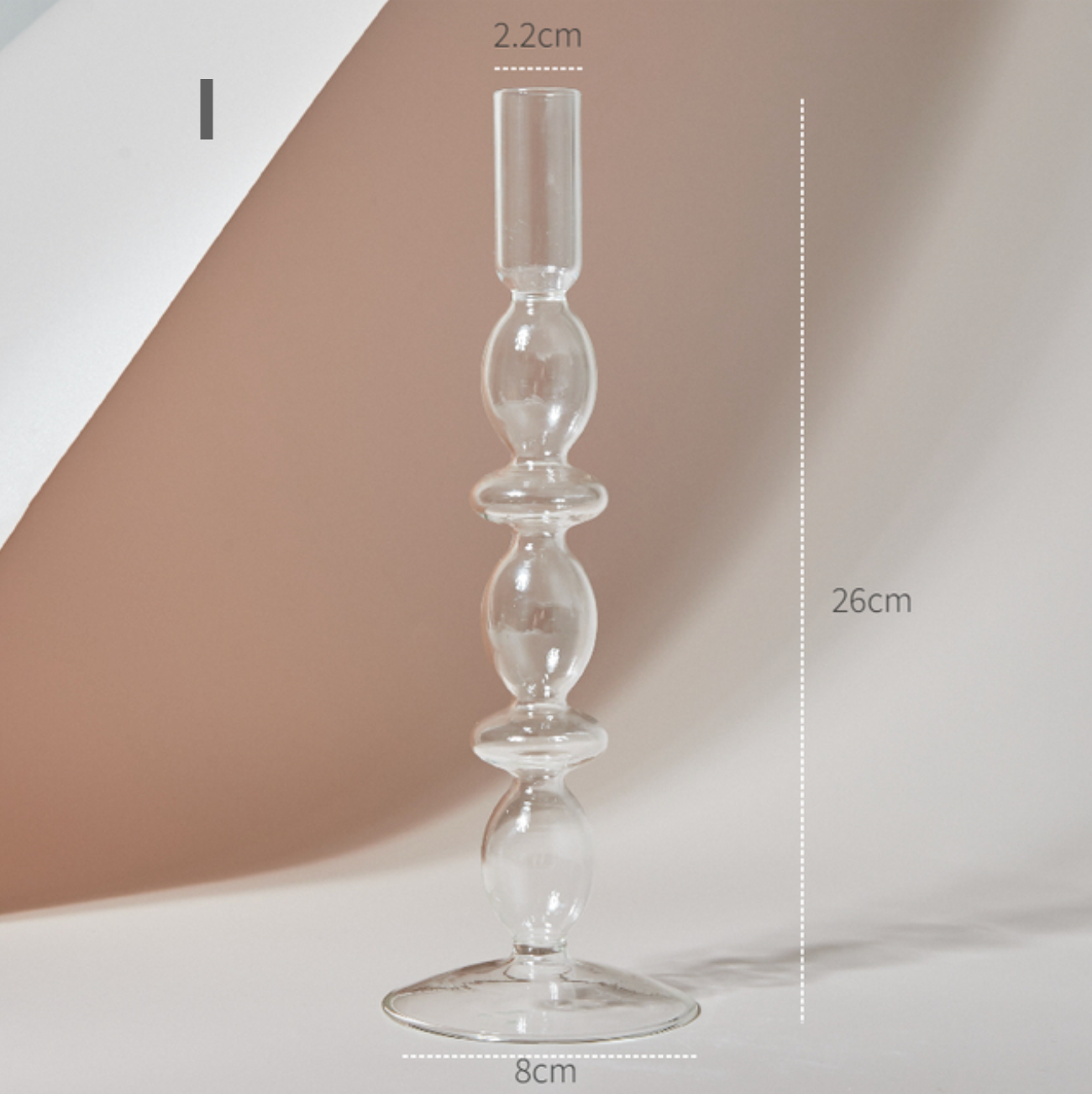 GLASS CANDLESTICK HOLDER - CLEAR