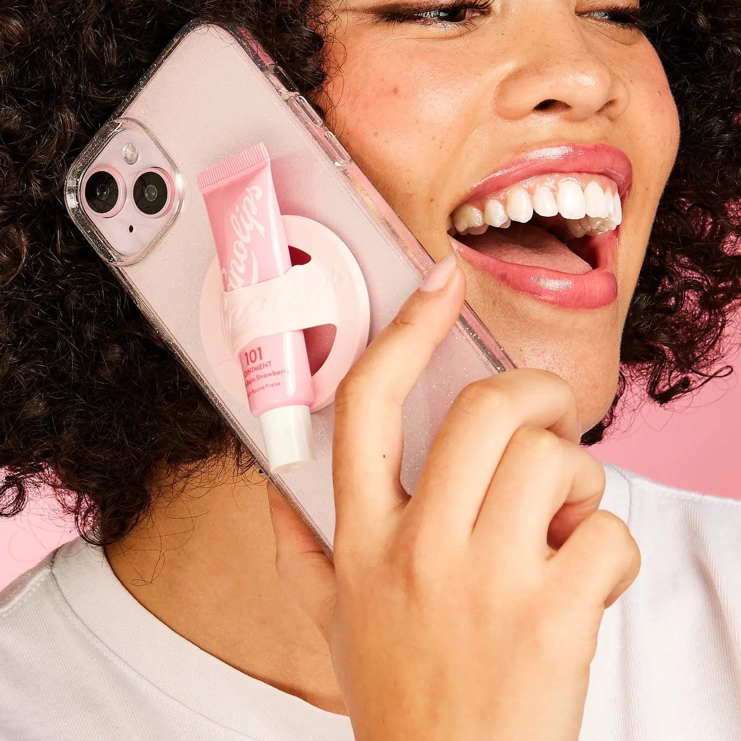 LANOLIPS STRAWBERRY & SWIPE PHONE LIP BALM HOLDER