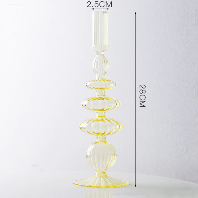 GLASS CANDLESTICK HOLDER - LACE