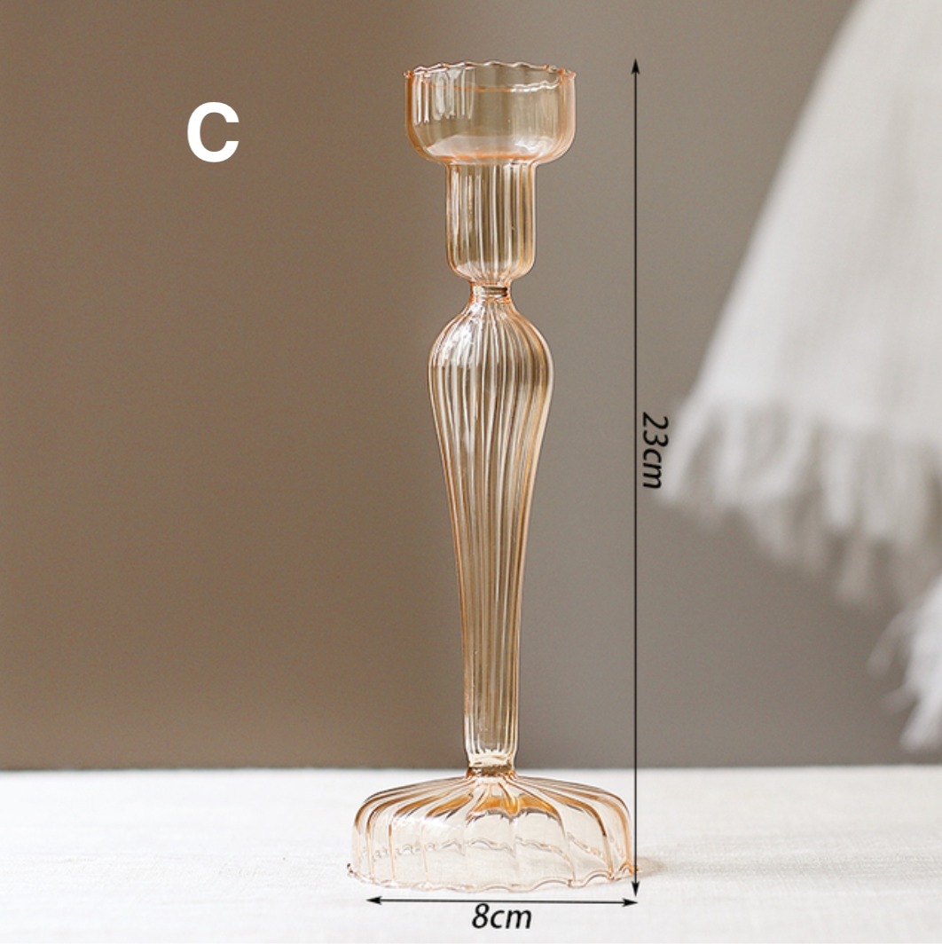 VINTAGE STYLE GLASS CANDLESTICK HOLDER