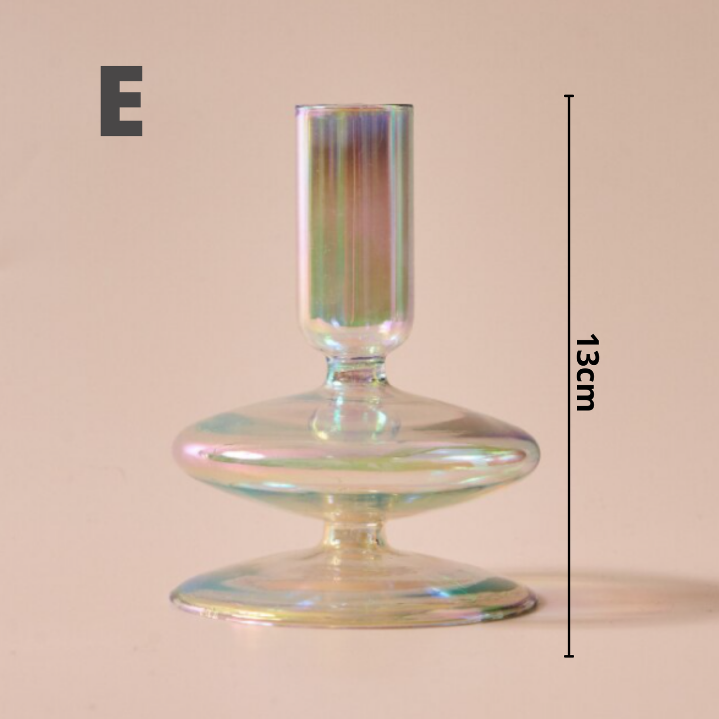 GLASS CANDLESTICK HOLDER - RAINBOW PEARL