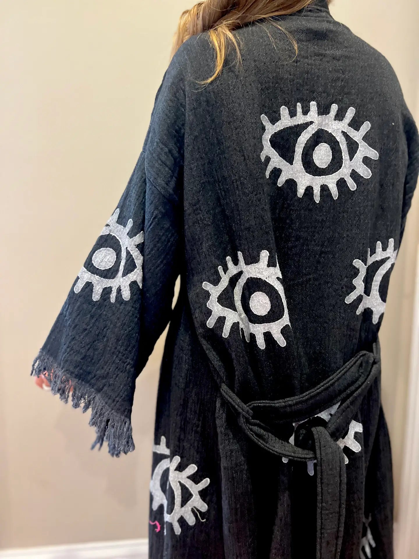 BLACK & WHITE EVIL EYE KAFTAN