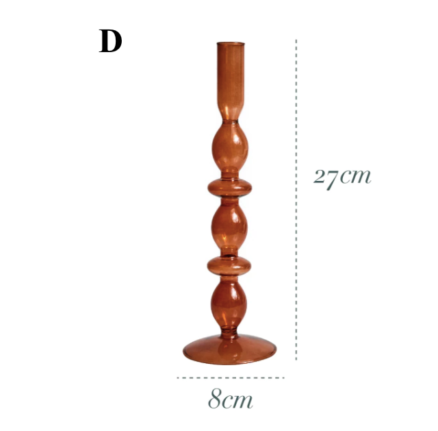 GLASS CANDLESTICK HOLDER - BROWN