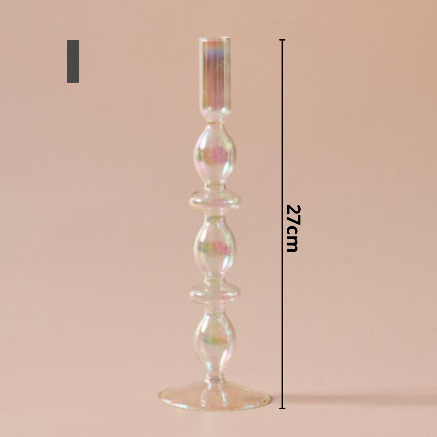 GLASS CANDLESTICK HOLDER - RAINBOW PEARL