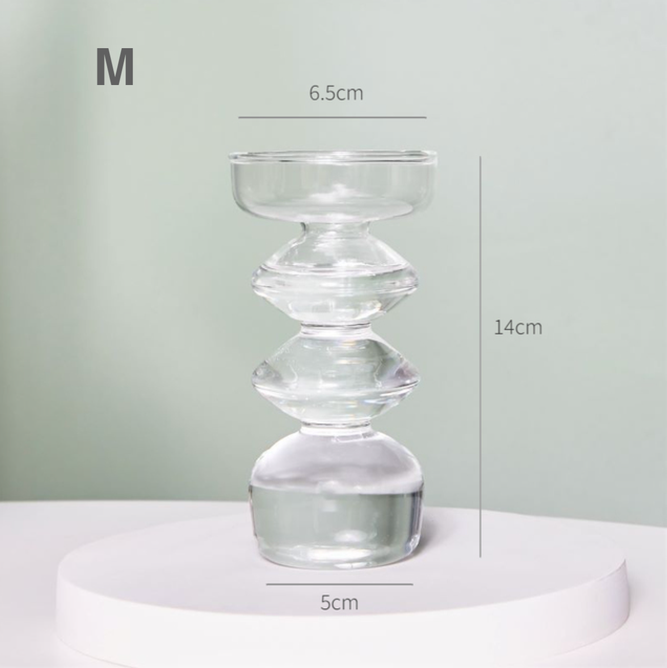 GLASS CANDLESTICK HOLDER - CLEAR