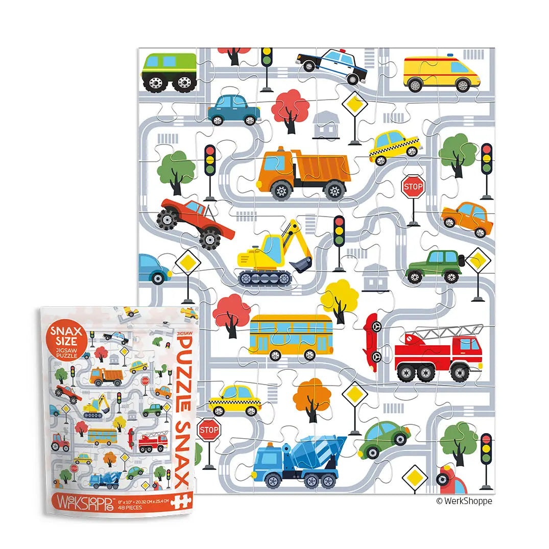 48 PIECE PUZZLE SNAX - TRUCKS AND TRANSPORTATION