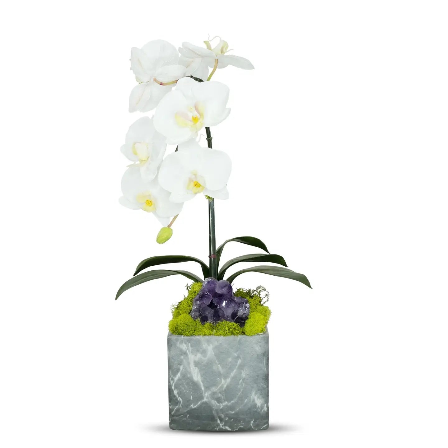 SINGLE WHITE ORCHID W/CRYSTAL