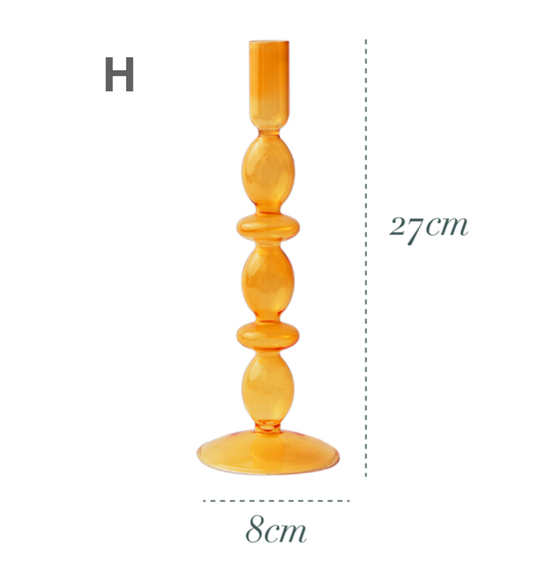 GLASS CANDLESTICK HOLDER - ORANGE