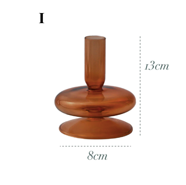 GLASS CANDLESTICK HOLDER - BROWN