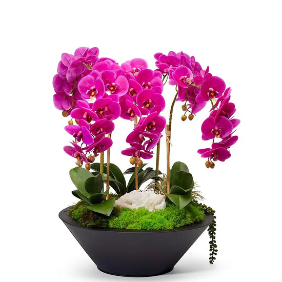 FUSCHIA LARGE ORCHID W/CRYSTAL QUARTZ