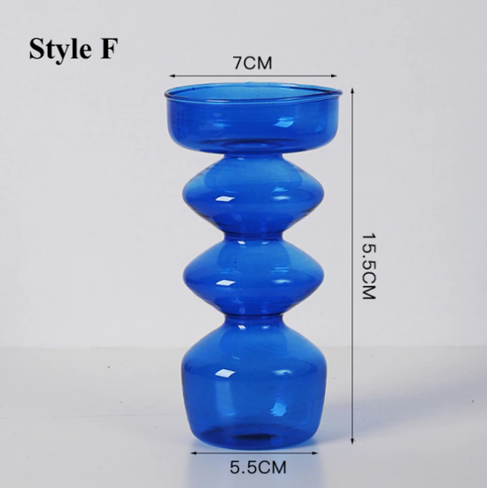 GLASS CANDLESTICK HOLDER - BLUE