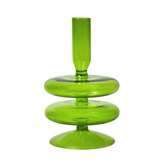 GLASS CANDLE HOLDER - GREEN