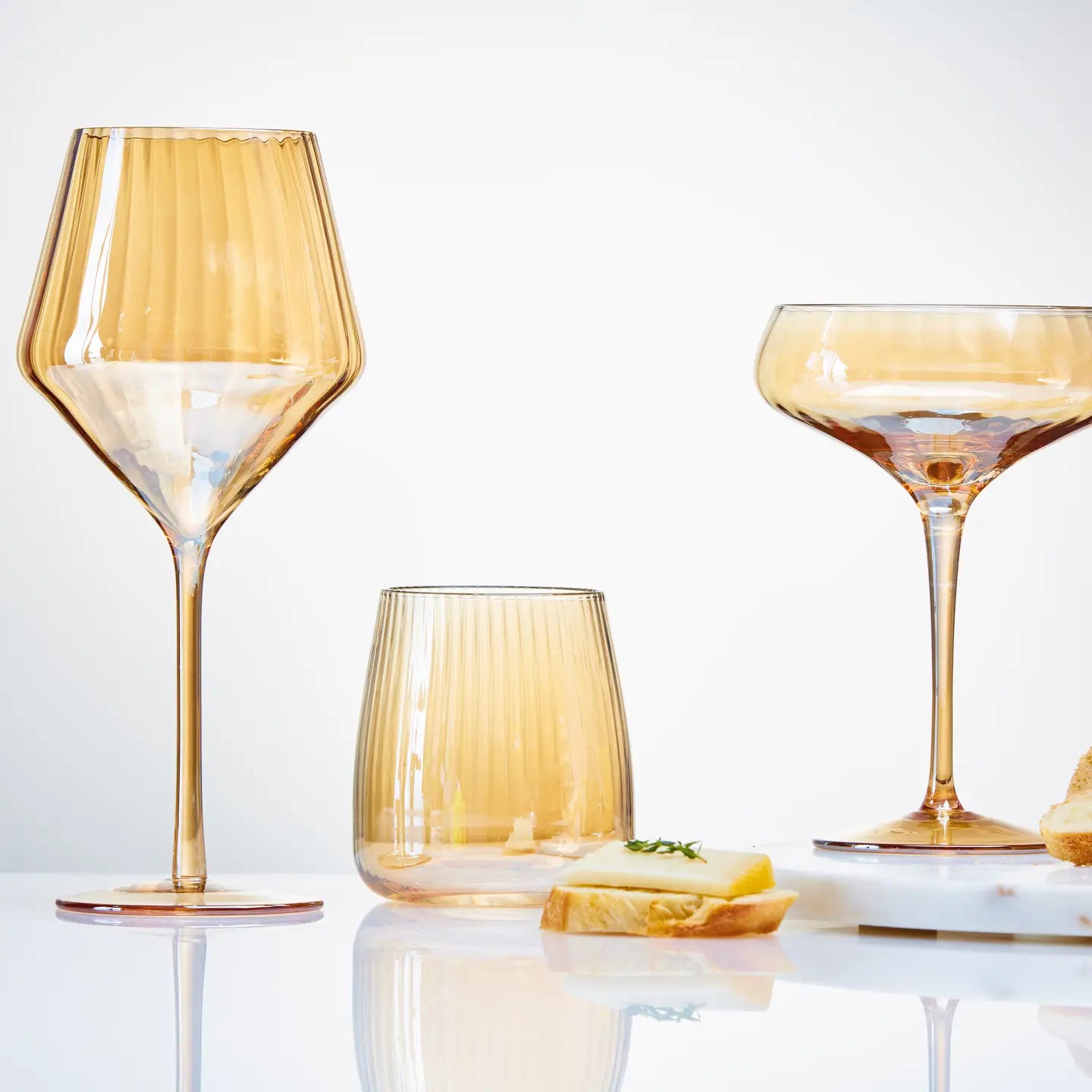 CHELSEA IRIDESCENT AMBER COUPE GLASS
