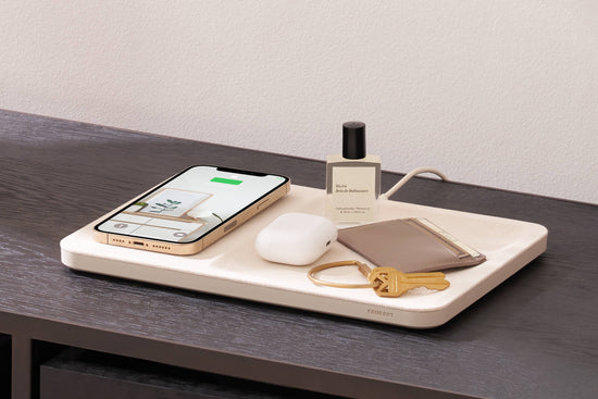 CATCH:3 ESSENTIALS LINEN WIRELESS CHARGER VALET TRAY - CHARCOAL