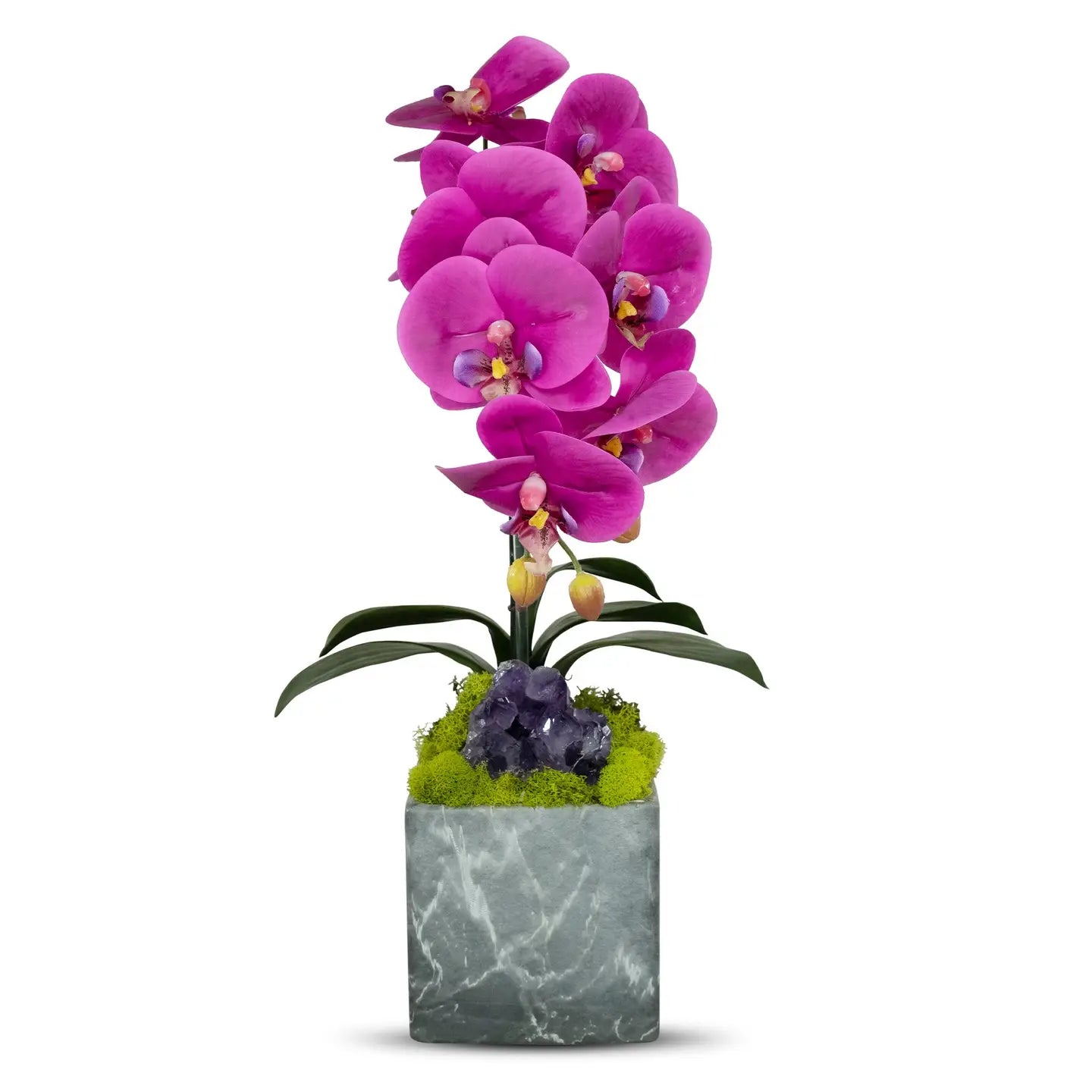 SINGLE FUSCHIA ORCHID W/AMETHYST