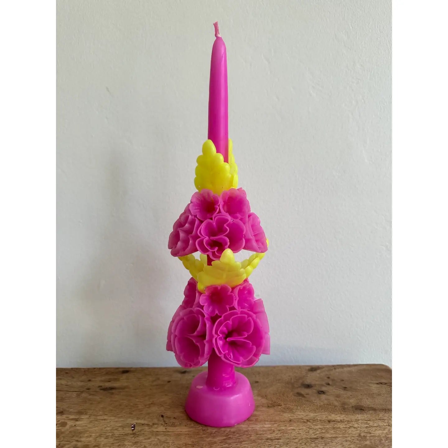 TALL MEXICAN FLORAL CANDLE