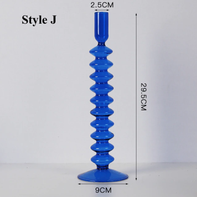 GLASS CANDLESTICK HOLDER - BLUE