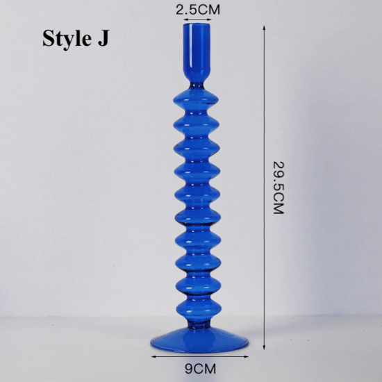 GLASS CANDLESTICK HOLDER - BLUE