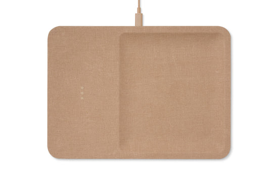 CATCH:3 ESSENTIALS LINEN WIRELESS CHARGER VALET TRAY - CHARCOAL