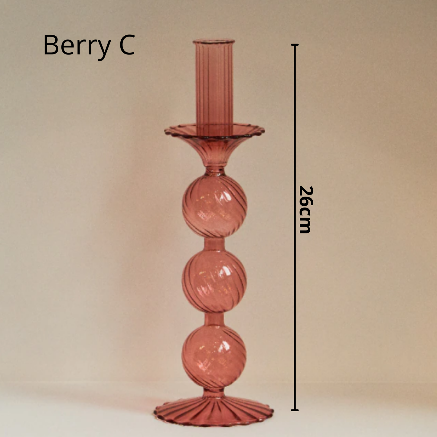 GLASS CANDLESTICK HOLDER - NORDIC BERRY