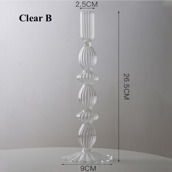 GLASS CANDLESTICK HOLDER - LACE