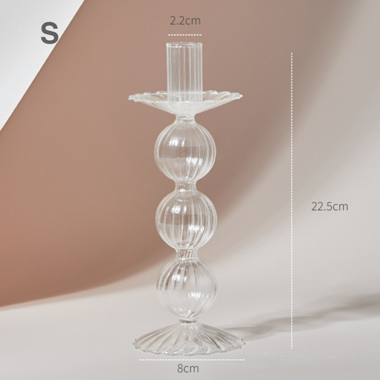 GLASS CANDLESTICK HOLDER - CLEAR