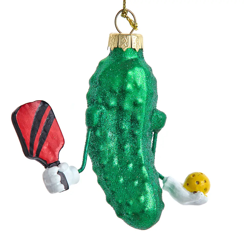 GLASS PICKLEBALL ORNAMENT