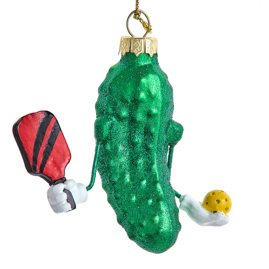 GLASS PICKLEBALL ORNAMENT