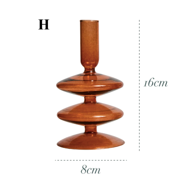 GLASS CANDLESTICK HOLDER - BROWN