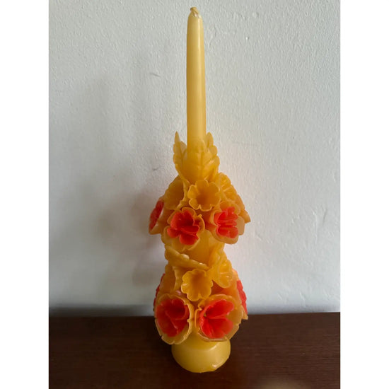 TALL MEXICAN FLORAL CANDLE