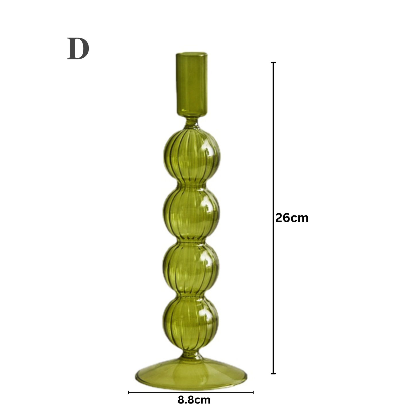 GLASS CANDLESTICK HOLDER - OLIVE