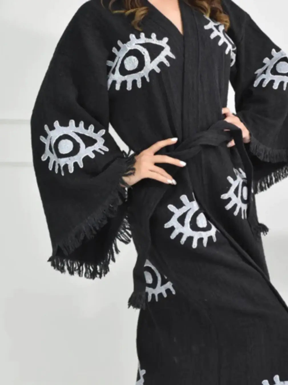 BLACK & WHITE EVIL EYE KAFTAN