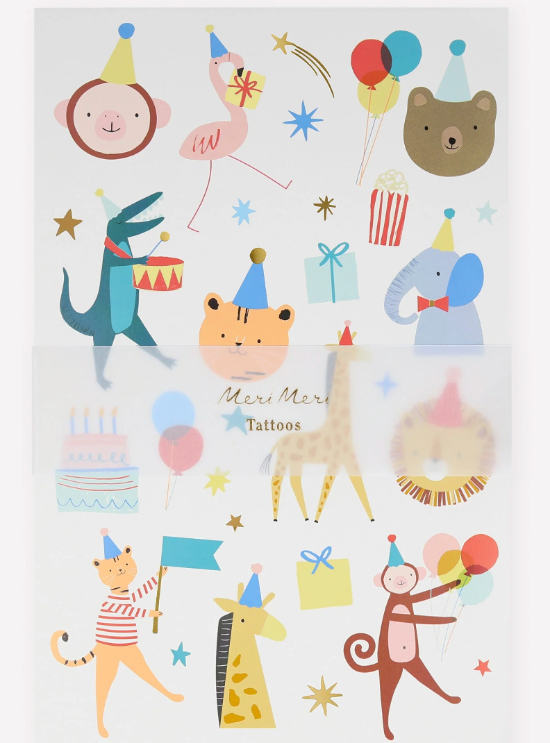 ANIMAL PARADE TEMPORARY TATTOO SHEETS - MERI MERI