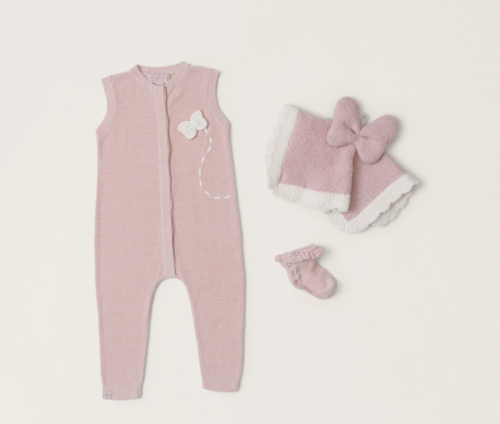 BAREFOOT DREAMS - BABY BUTTERFLY ONESIE SET - DUSTY ROSE