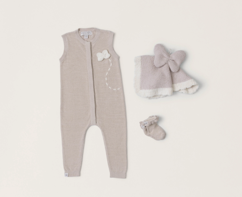 BAREFOOT DREAMS - BABY BUTTERFLY ONESIE SET - STONE