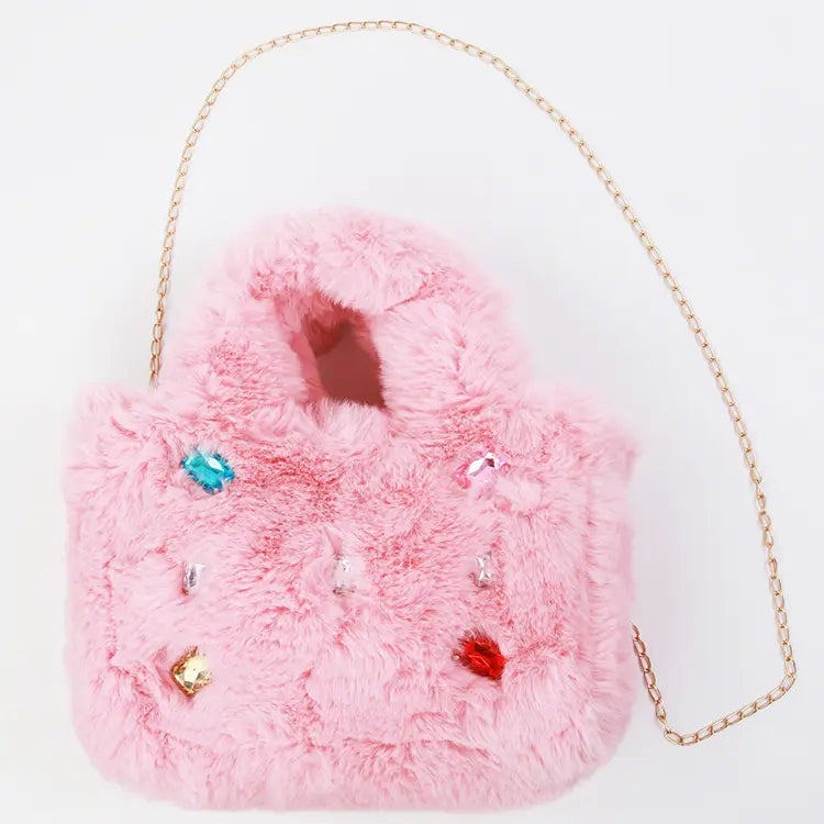FUR JEWEL PURSE - BLUSH