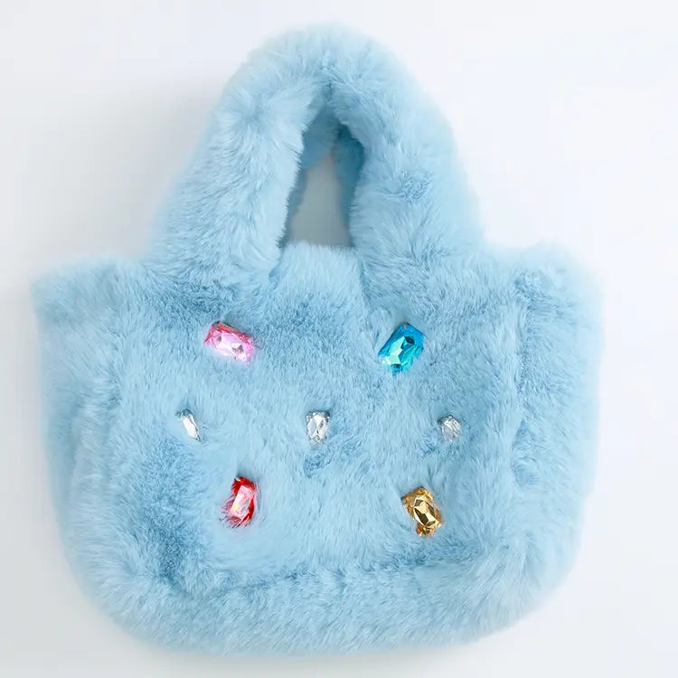 FUR JEWEL PURSE - LIGHT BLUE