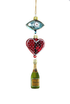 I HEART CHAMPAGNE ORNAMENT