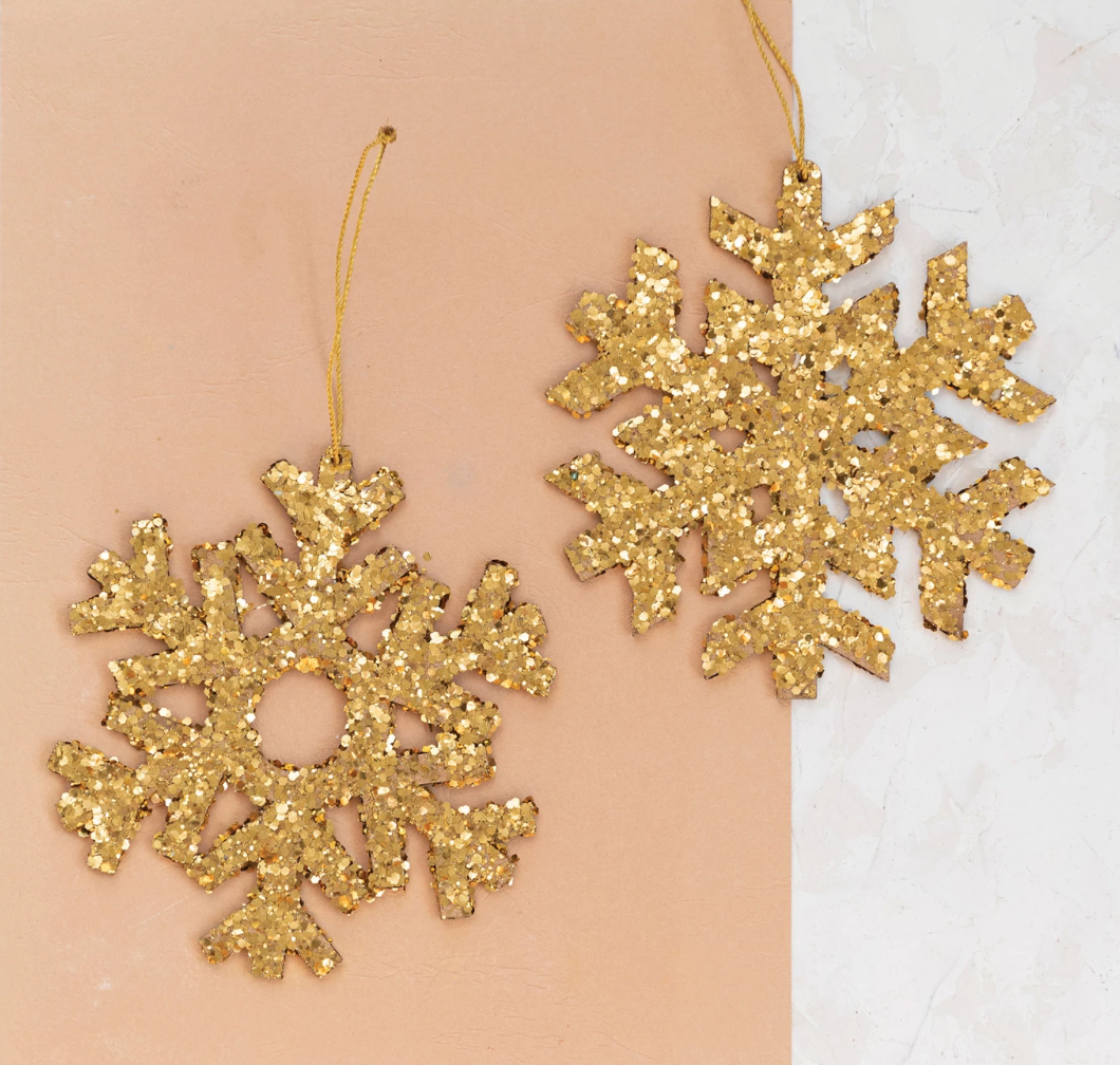 GOLD GLITTER SNOWFLAKE ORNAMENT