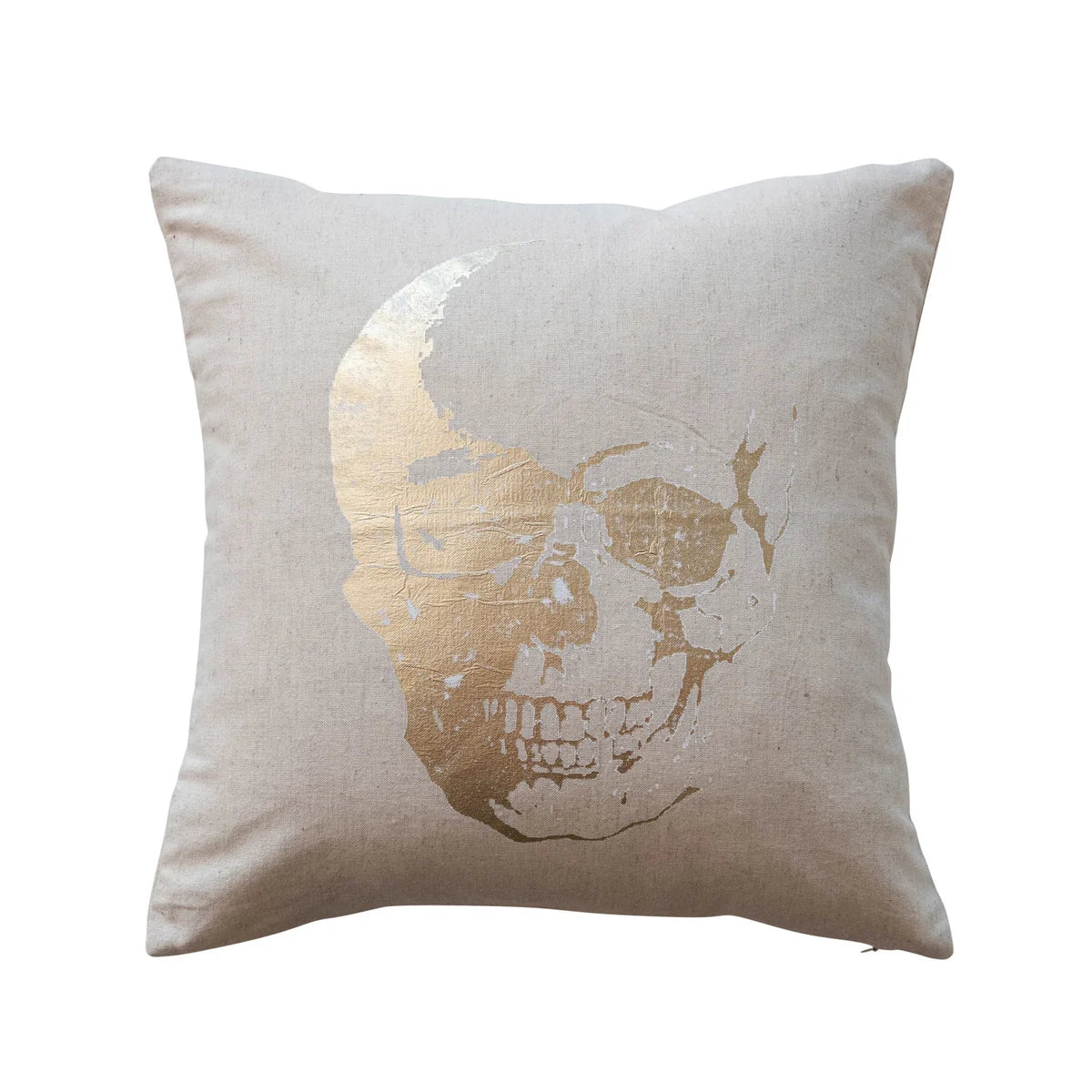 METALLIC SKULL PILLOW